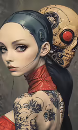 a drawing of two females with different heads
