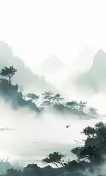 an image of fog and trees in the air