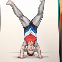 a drawing of a person doing an aerial back - hand stand