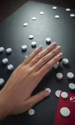 a close - up of a hand holding some pills