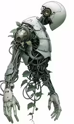 a robot that is holding something in his hand