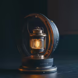a vintage yellow lantern set in an object