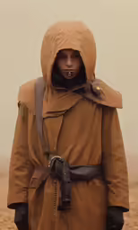 the hooded woman is posing for a photo