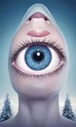 an advertisement for a company featuring an evil eye