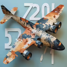 a model airplane and an extra large sign