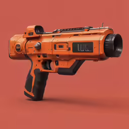 an orange gun sitting on top of a table