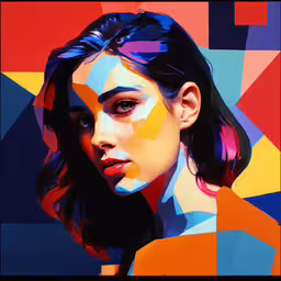 a painting of a woman with long black hair,a painting of a young woman with long dark hair
