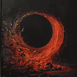 a fire ring in the middle of a night time