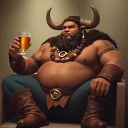 an image of a man in costume holding a beer