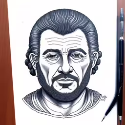 a pencil drawing of a bearded man