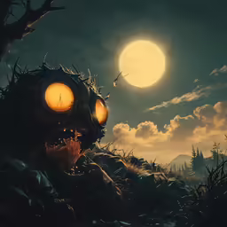 there is an image of a halloween pumpkin under the moon