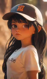 an animated image of a girl in a baseball hat