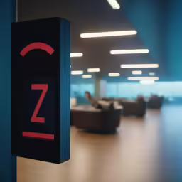 an illuminated sign in a lobby shows the time to go