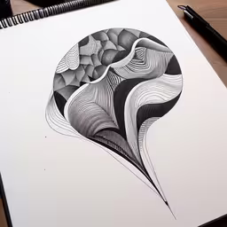 a drawing of a heart shape is shown on a notebook