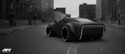 a futuristic car in the middle of a road