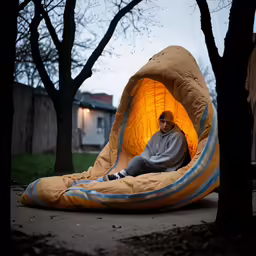 a man sits in a tunnel with his eyes closed
