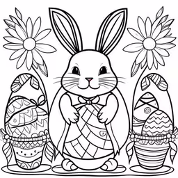 the bunny is sitting next to some flowers