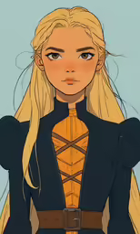 a cartoon of a blonde haired girl with long hair