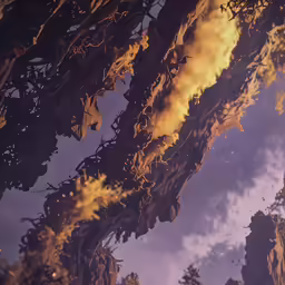 some sort of tree on a background of clouds and water