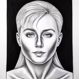 a portrait of a woman in black and white