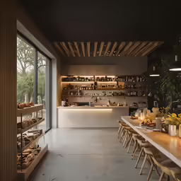 an empty kitchen and dining area in a house