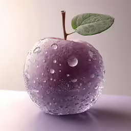 a close up of an apple with drops of water