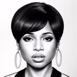 an art work of a woman with large earrings