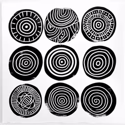 eight circles are in black and white,black and white drawings with black circles