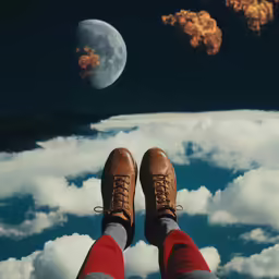 the person is standing on top of a large cloud