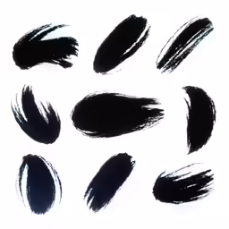 six black ink strokes in an illustration