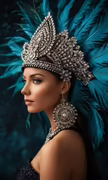 woman in flap top and head dress holding feather