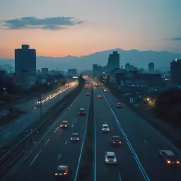 there is a busy highway with many cars on it