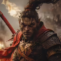 an adult male character with horns and a sword
