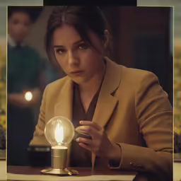there is a woman sitting in front of a glass