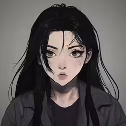 an anime character with long hair and an eye