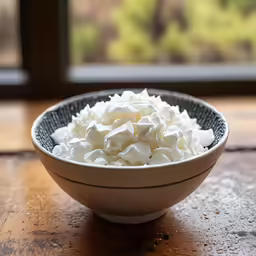 this is a bowl of white food on a table