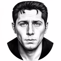 a drawing of a man that has his face cut out into the shape of the face