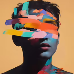 the woman has some pieces of paper covering her face