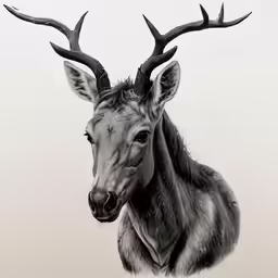 a close up of an animal with antlers
