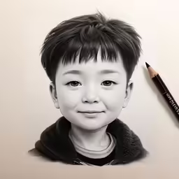an adult portrait and pencils in a drawing