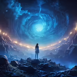 a person is standing in a circle on top of rocks