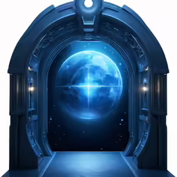 an entrance to a scificent like space ship