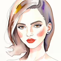a watercolor and ink fashion illustration featuring a woman