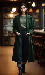 a woman standing in the middle of an open area