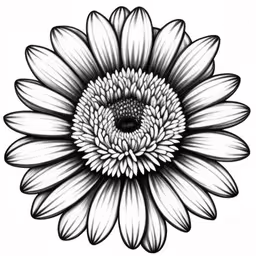 a black and white photo of a sunflower,a sunflower with long petals and an oval opening