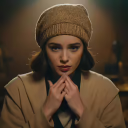 a woman that is wearing a hat standing