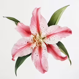 pink flower with green leaves in the center