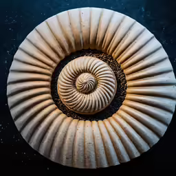 an interesting sea shell that is photographed above the water