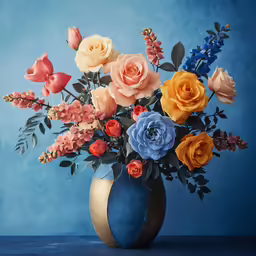 an arrangement of flowers sitting on a table