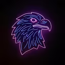 a neon sign with an image of a eagle